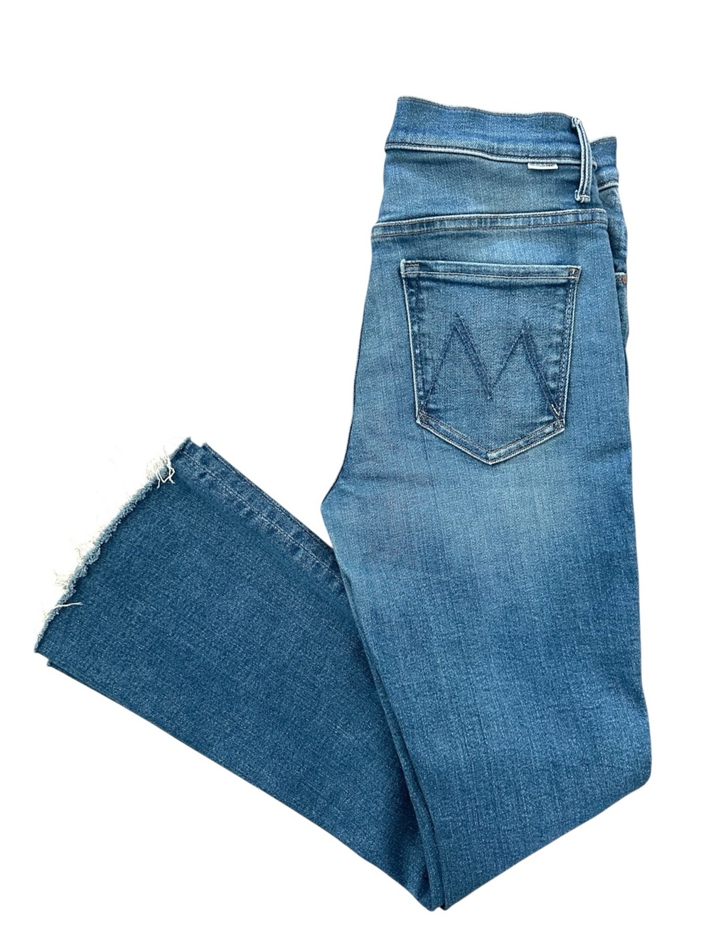 MOTHER Women’s Size 29 The Weekender Fray Meet Cute Wash Flare Raw Hem Jeans
